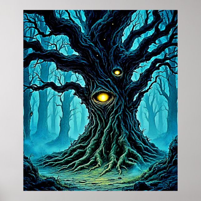 Mystical Forest Öga Träd Art Poster (Framsidan)