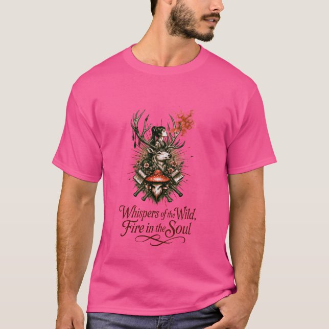 Mystical Forest Spirit Illustration T Shirt (Framsida)