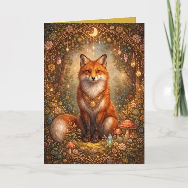 Mystical Fox Magickal Night Blank Inside Card Kort (Framsida)