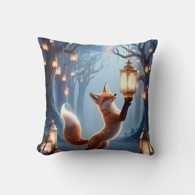 Mystical Fox Spirit Pillow - Enchanted Forest Kudde (Framsida)