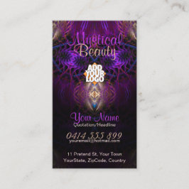 Mystical Fractal Art Lila Guld Affärskort Visitkort