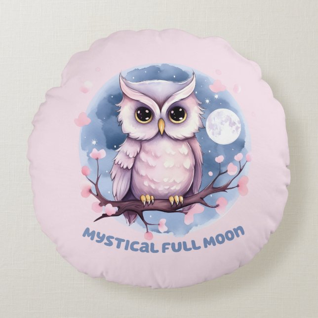 Mystical Full Moon - Pastel Lila Night Himmel - Ug Rund Kudde (Framsidan)