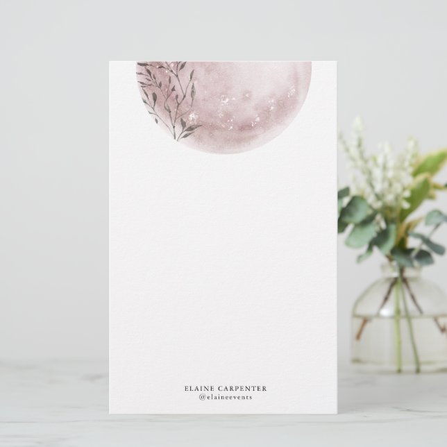 Mystical Full Moon  Rosa Stationery Papper (Stående Fram)