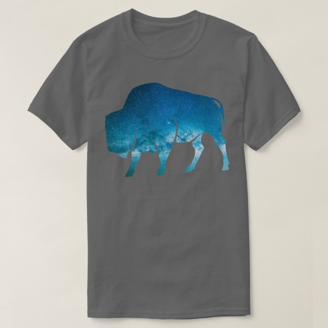 Mystical Galaxy Buffalo Night Himlar Bison Native  T Shirt (Design framsida)