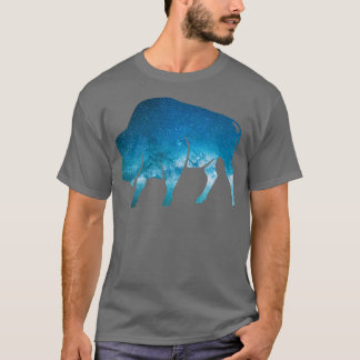 Mystical Galaxy Buffalo Night Himlar Bison Native  T Shirt