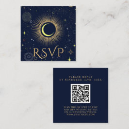 Mystical Galaxy Navy Blue QR Code Bröllop OSA Tilläggskort