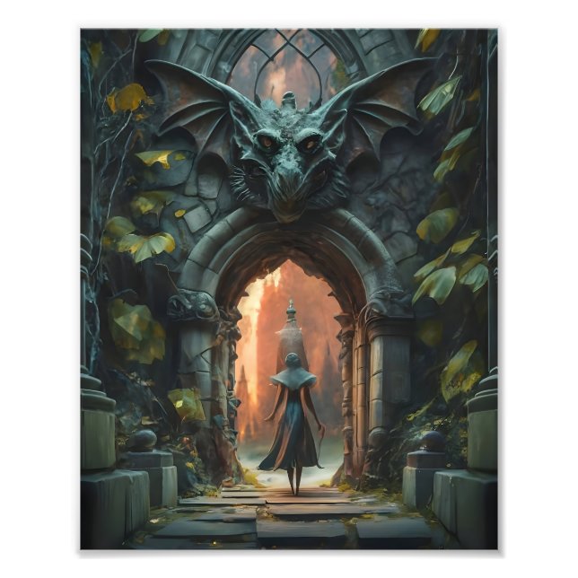 Mystical Gargoyle Doorway Fototryck (Framsidan)