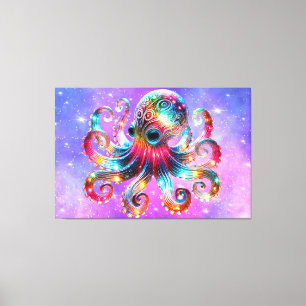 Mystical Glowing Octopus Canvastryck