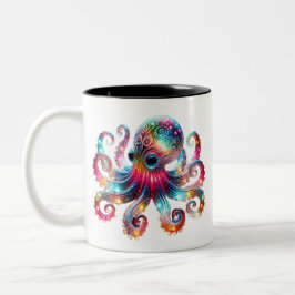Mystical Glowing Octopus Två-Tonad Mugg