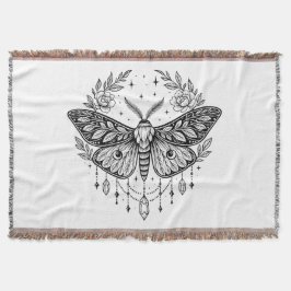 Mystical Gothic Moth Botanical Celestial Line Art Filt
