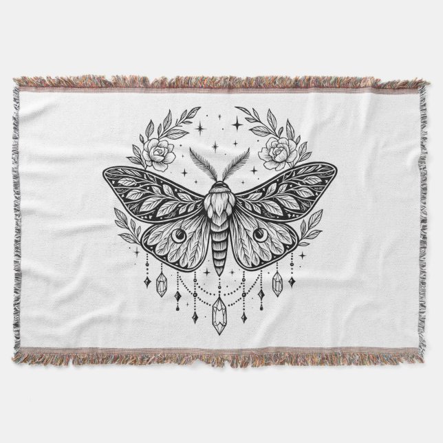 Mystical Gothic Moth Botanical Celestial Line Art Filt (Framsidan)