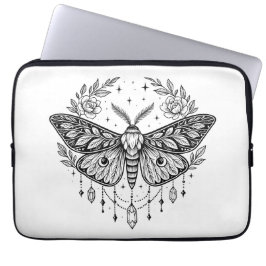 Mystical Gothic Moth Botanical Celestial Line Art Laptop Fodral