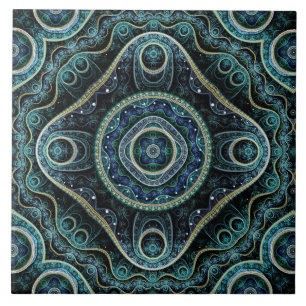 Mystical Grand Royal Julian Fractal Mandala Art Kakelplatta