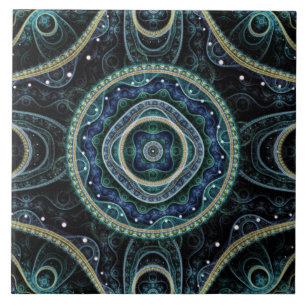 Mystical Grand Royal Julian Fractal Mandala Art Kakelplatta