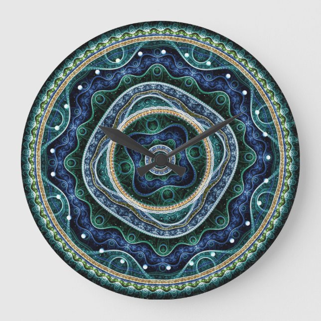 Mystical Grand Royal Julian Fractal Mandala Art Stor Klocka (Framsida)