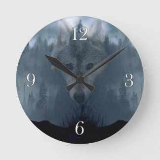 Mystical Grått Varg Spirit Wildlife Art Clock Rund Klocka
