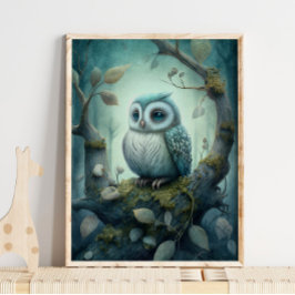 Mystical Grönt Forest Uggla | Skriv ut Uggla Poster