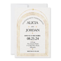 Mystical Guld Astronomy bröllopsinbjudan