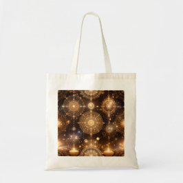 Mystical Guld Celestial Diagrams Tote Bag Tygkasse