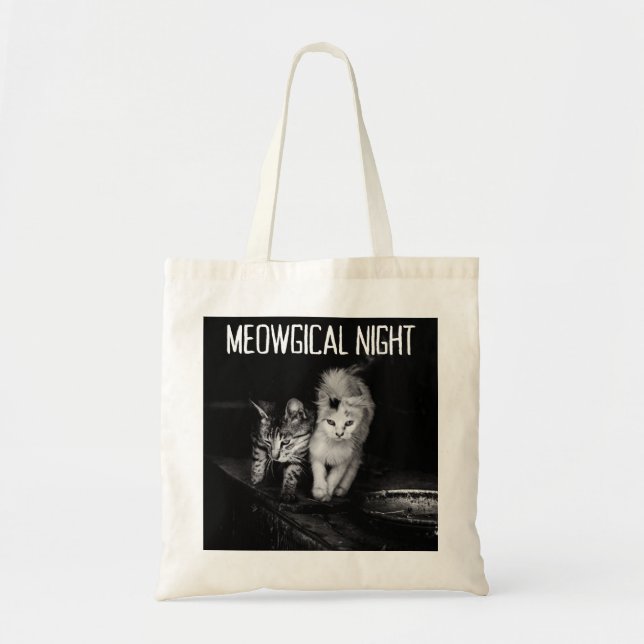 Mystical Halloween Cat Tote Bag Tygkasse (Framsidan)
