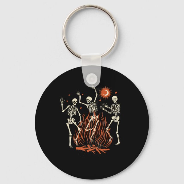 Mystical Halloween Dancing Skeletons Nyckelring (Framsida)
