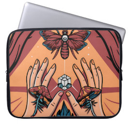 Mystical Hands Offering Fungi to Moth Spirit Laptop Fodral
