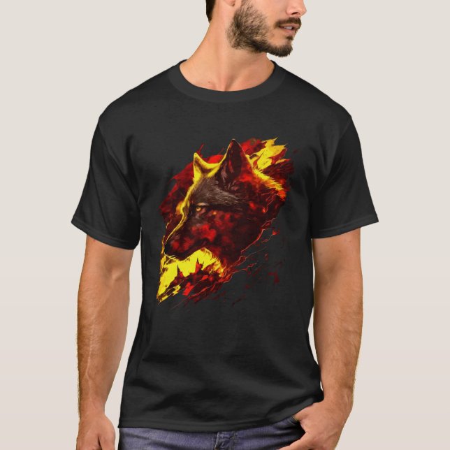 Mystical Iberian Wolf Spain Flag Colors T Shirt (Framsida)