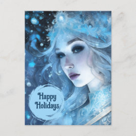 Mystical Ice Queen - Fantasy Winter Goddess Art Helg Vykort