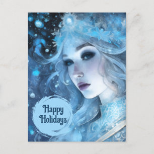 Mystical Ice Queen - Fantasy Winter Goddess Art Helg Vykort