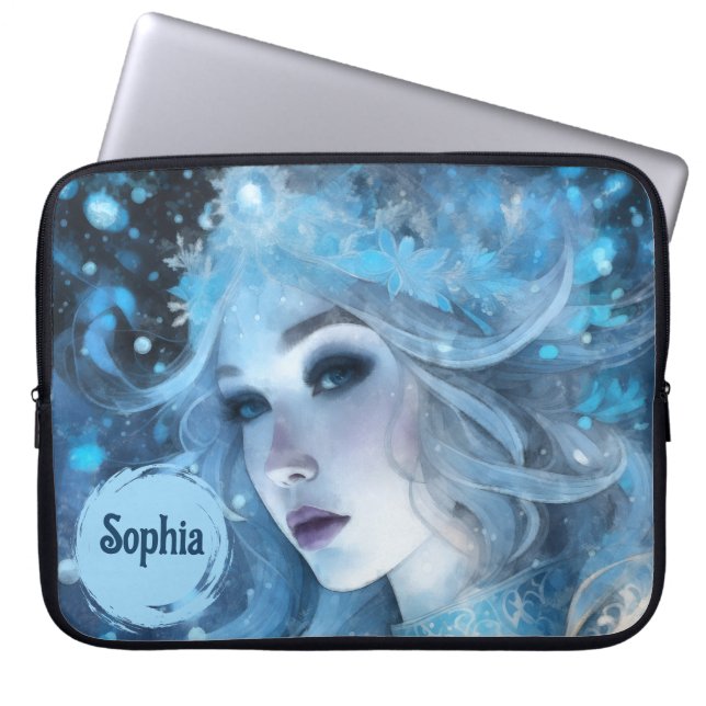 Mystical Ice Queen - Fantasy Winter Goddess Art Laptop Fodral (Framsidan)