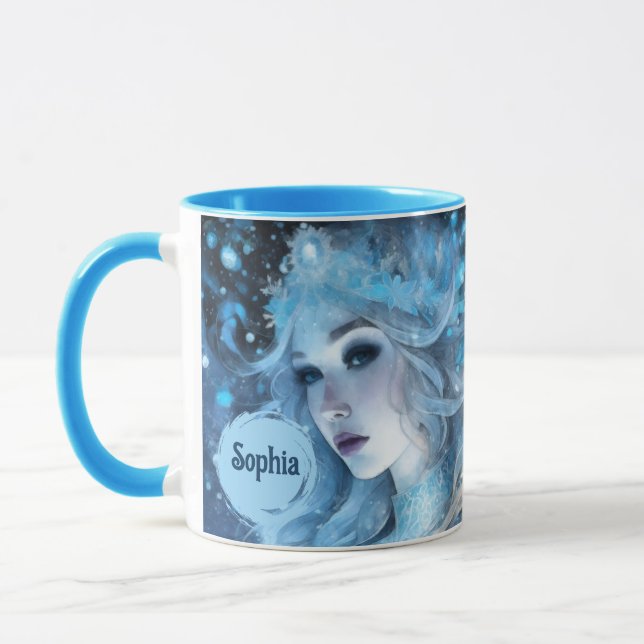 Mystical Ice Queen - Fantasy Winter Goddess Art Mugg (Vänster)