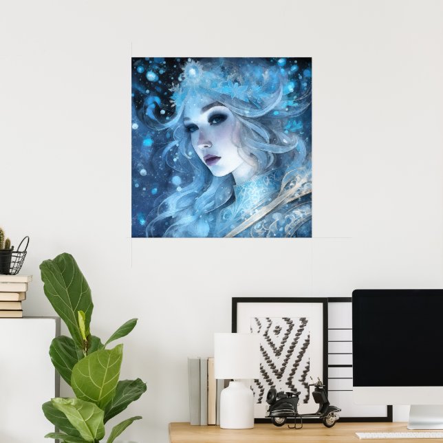 Mystical Ice Queen - Fantasy Winter Goddess Art Poster (Hemmakontoret)