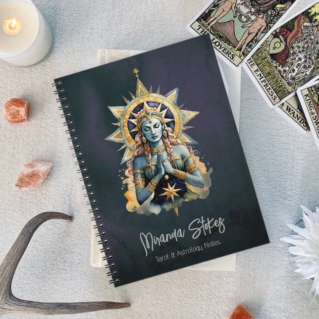 Mystical Inanna i Prayer Celestial Star Goddess Anteckningsbok (Mystical Inanna in Prayer Celestial Star Goddess Notebook)
