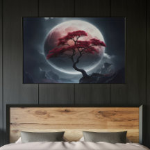 Mystical Japansk Stil Rosa Träd