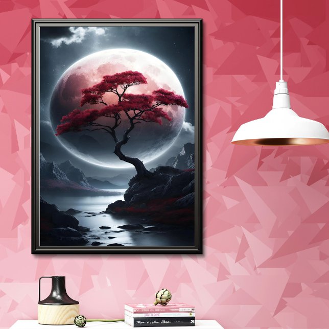 Mystical Japansk Stil Rosa Träd Poster (Skapare uppladdad)