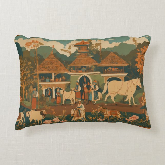 Mystical Javanese Batik Cushion: Fusion of Indon e Prydnadskudde (Framsidan)