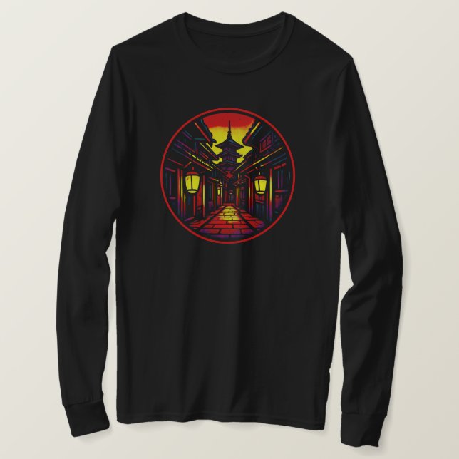 Mystical Lantern Alley - Pagoda | BLACK ENDAST T Shirt (Design framsida)