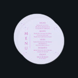 Mystical Lavender Rosa Sol Måne Space Bröllop Meny<br><div class="desc">Menykort för Mystical Lavender Rosa Sol Stars Space Bröllop har enkla rosa- och lila-stjärnor på en pastelllavender-bakgrund med dina menydetaljer i mitten i det moderna kalligrafiskriptet för rosa. Anpassa genom att redigera texten i textrutorna. Designad av Evco Studio www.zazzle.com/store/evcostudio</div>