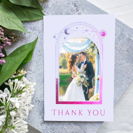 Mystical Lavender Rosa Sol Måne Star Photo Bröllop Tack Kort