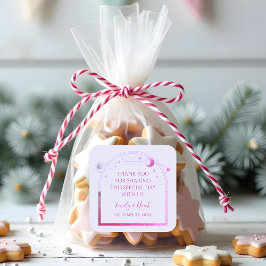 Mystical Lavender Rosa Sol Måne Stars Bröllop Fyrkantigt Klistermärke