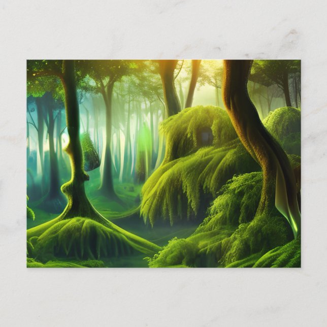 Mystical Ligcape of Grönt Forest Vykort (Framsida)