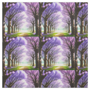 Mystical Lila Blommar Jacaranda Träd, Fabric Tyg