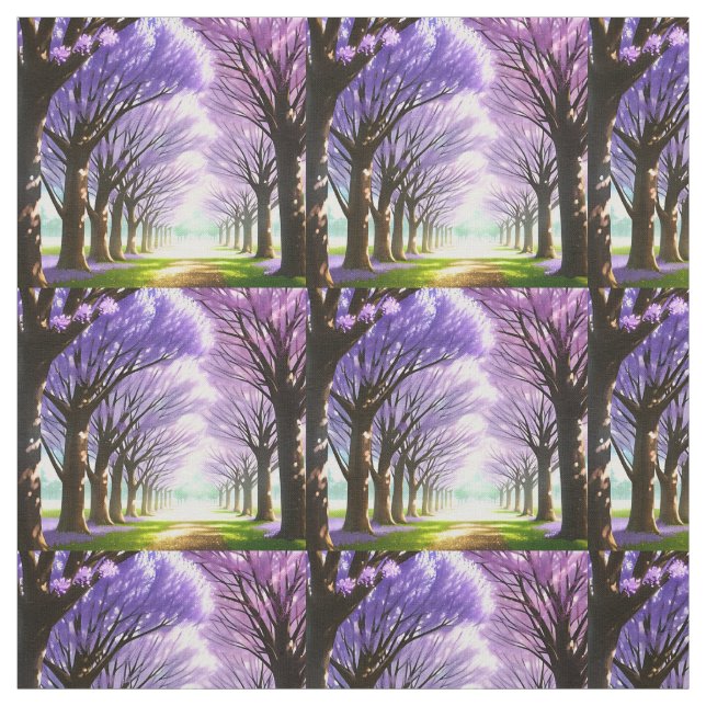 Mystical Lila Blommar Jacaranda Träd, Fabric Tyg (Provkarta)