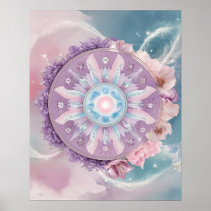 Mystical Lila Zodiac Mandala Dreamy Astrology Poster