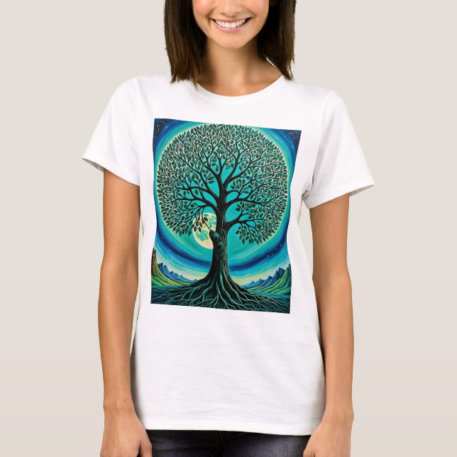 Mystical Livets träd Moonlit T-Shirt (Framsida)