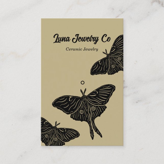 Mystical Luna Moth Jewelry Pin Business Card Gold Visitkort (Framsida)