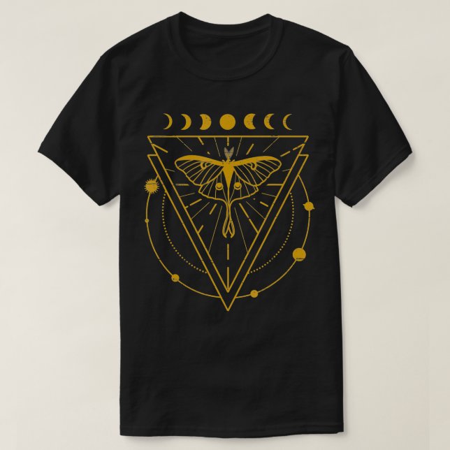 Mystical Luna Moth med Måne Phases & Celestial Ob T Shirt (Design framsida)