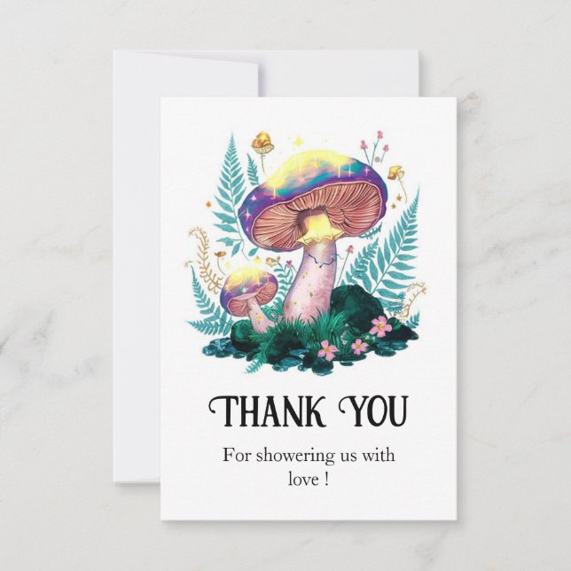 Mystical Magic Mushroom Baby Shower Tack Kort (Framsida)