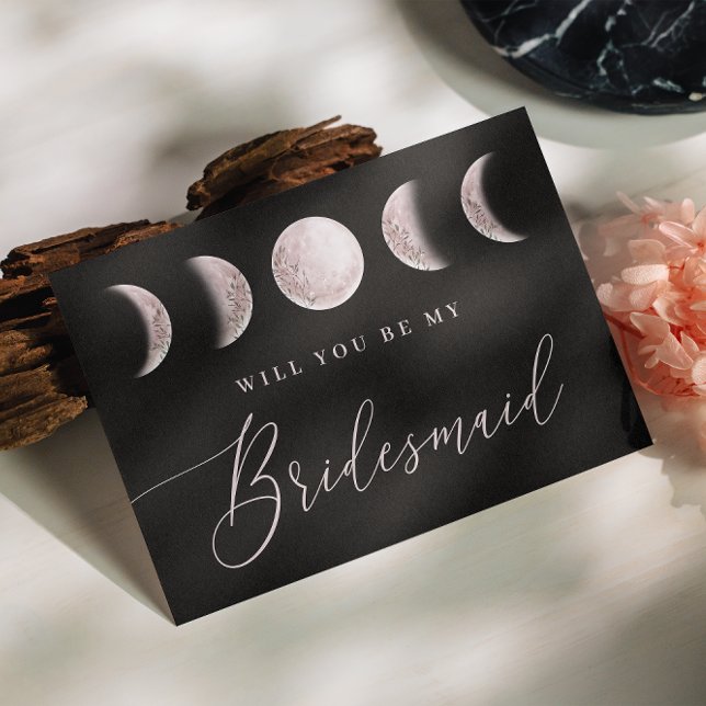 Mystical  Måne | Black Bridesmaid Frieri Vykort (Skapare uppladdad)