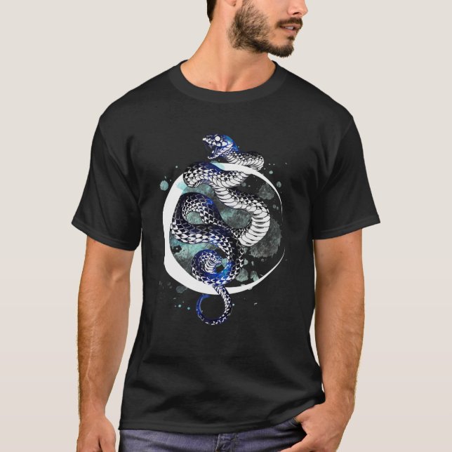 Mystical Måne Crystals Snake Måne Phases Crystals T Shirt (Framsida)